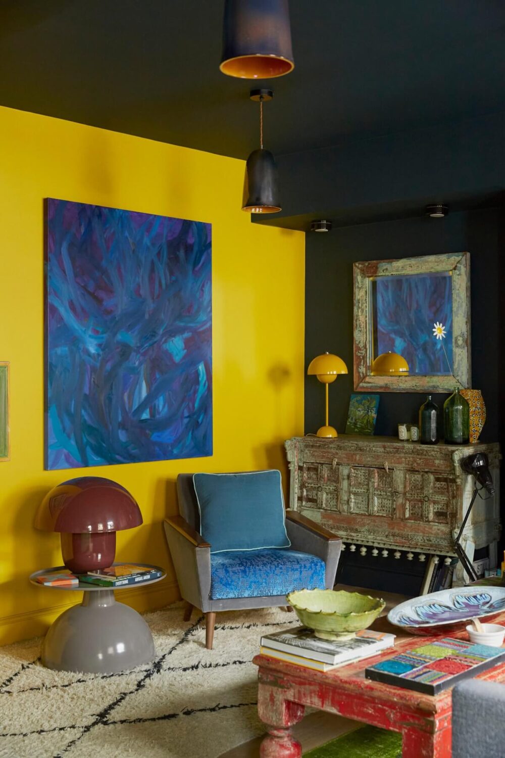 Jewel-Toned Hues in a Vibrant Eclectic Mews House 4 gamboge-paint-and-paper-wall-color-living-room-mews-house-nordroom