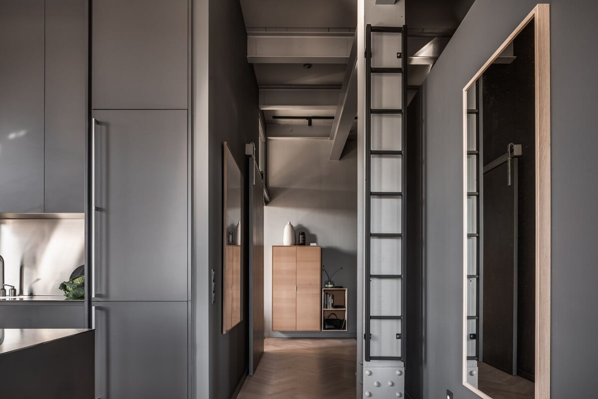 A Modern Gray Industrial Apartment 9 gray-kitchen-modern-industrial-apartment-nordroom