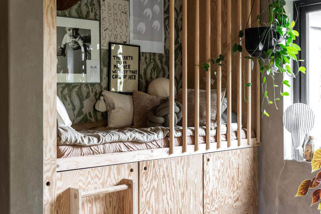 A Renovated Sustainable Home in Sweden 10 kids-bedroom-diy-built-in-bed-with-underneath-storage-nordroom