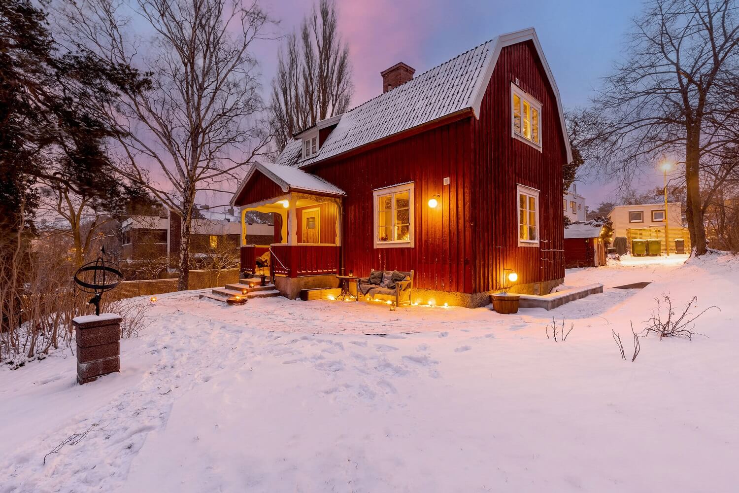 Green Tones and Wallpaper in a Charming Swedish Home 24 red-wooden-house-sweden-snow-nordroom
