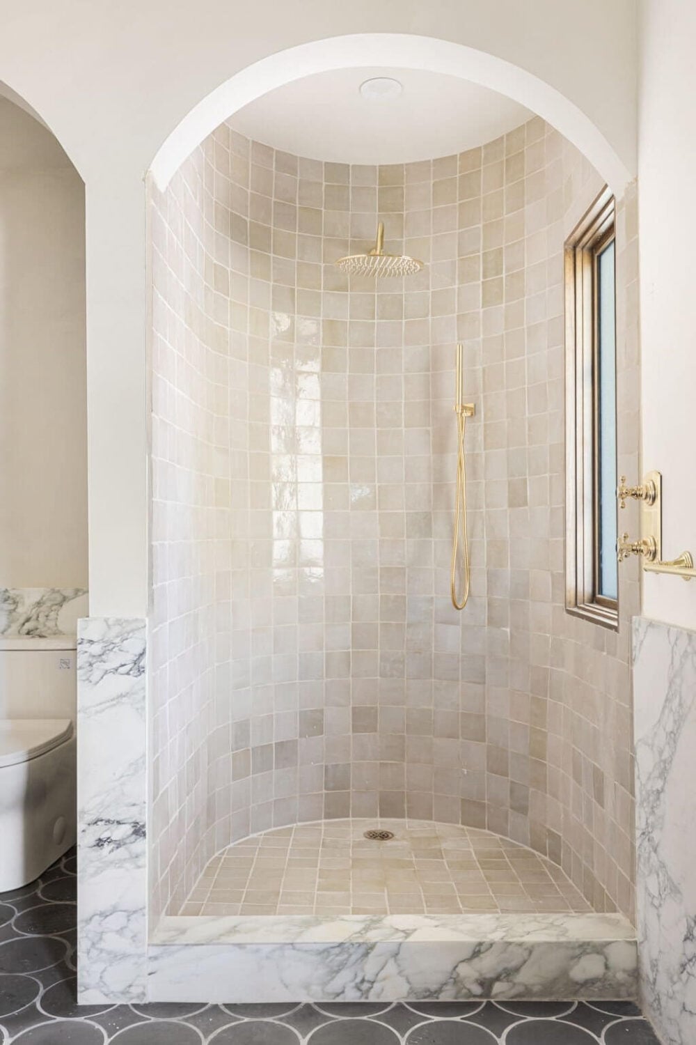 A Beautiful Serene Home in Encino Hills 21 round-shower-arched-entry-nordroom