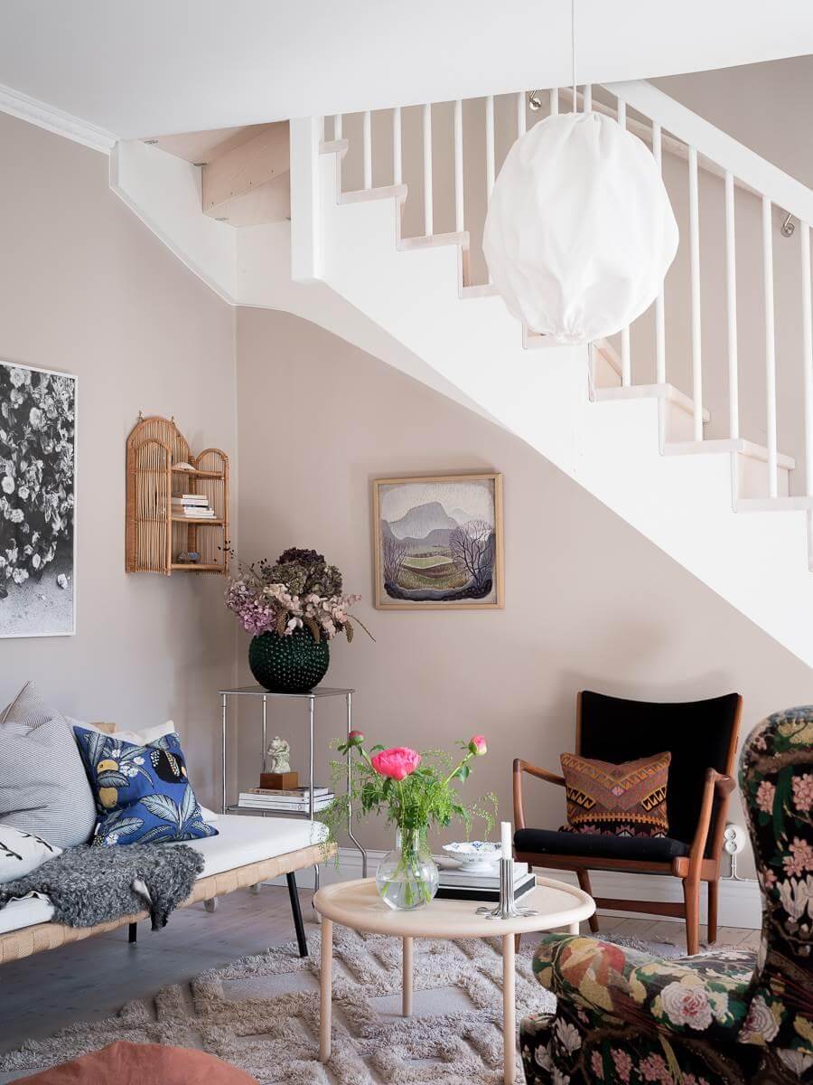 A Scandinavian Duplex That Blends Old and New 2 scandinavian-living-room-gray-walls-wooden-floor-duplex-apartment-nordroom