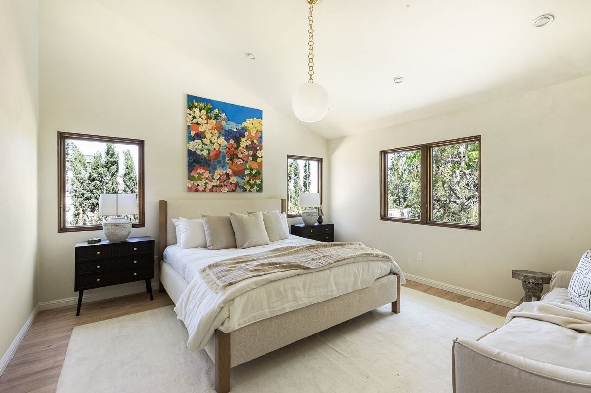 A Beautiful Serene Home in Encino Hills 18 serene-master-bedroom-large-creme-rug-nordroom