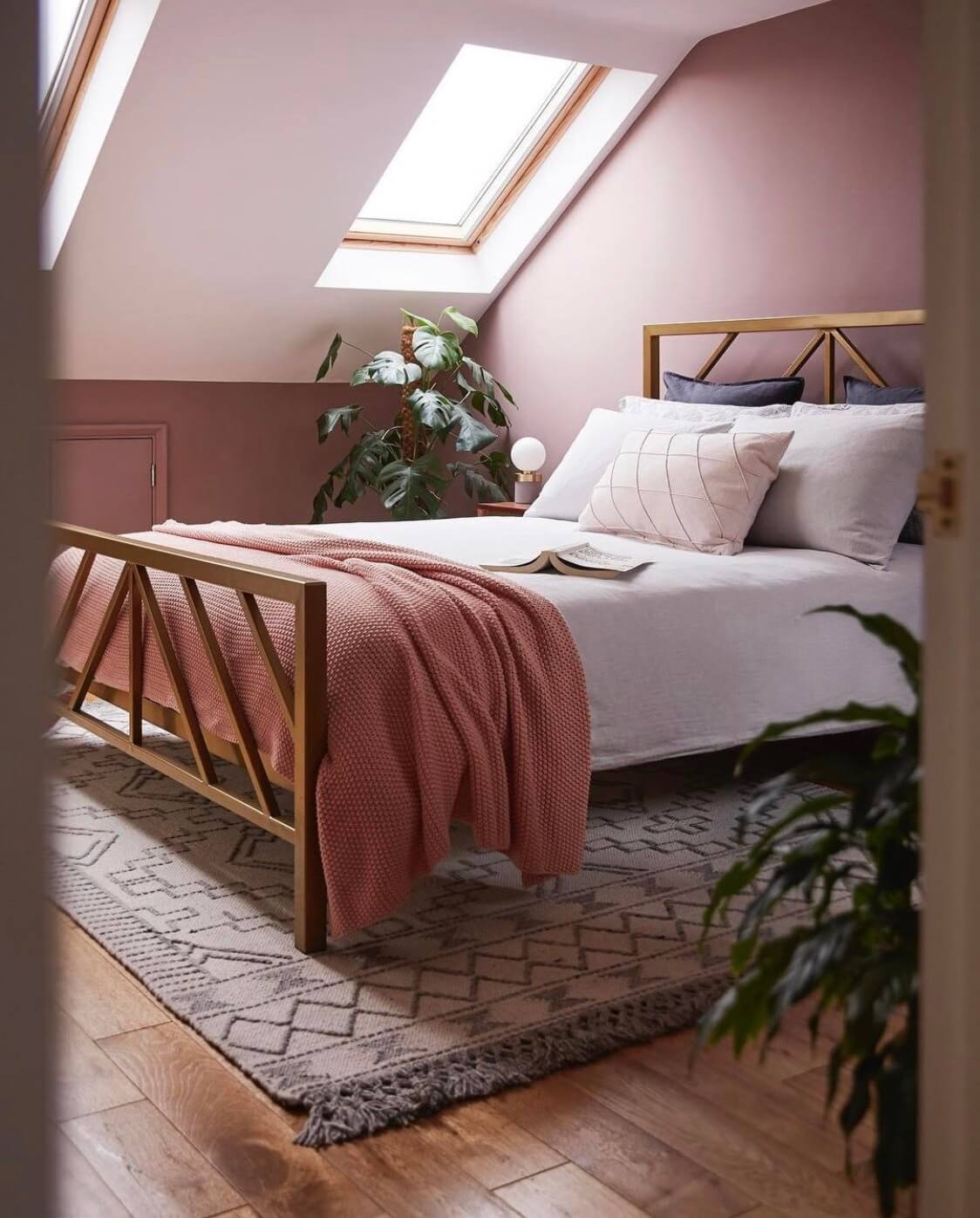 The Best Warm Paint Colors for a Bedroom 10 sulking-room-pink-farrow-ball-attic-bedroom-slanted-ceiling-warm-bedroom-colors-nordroom