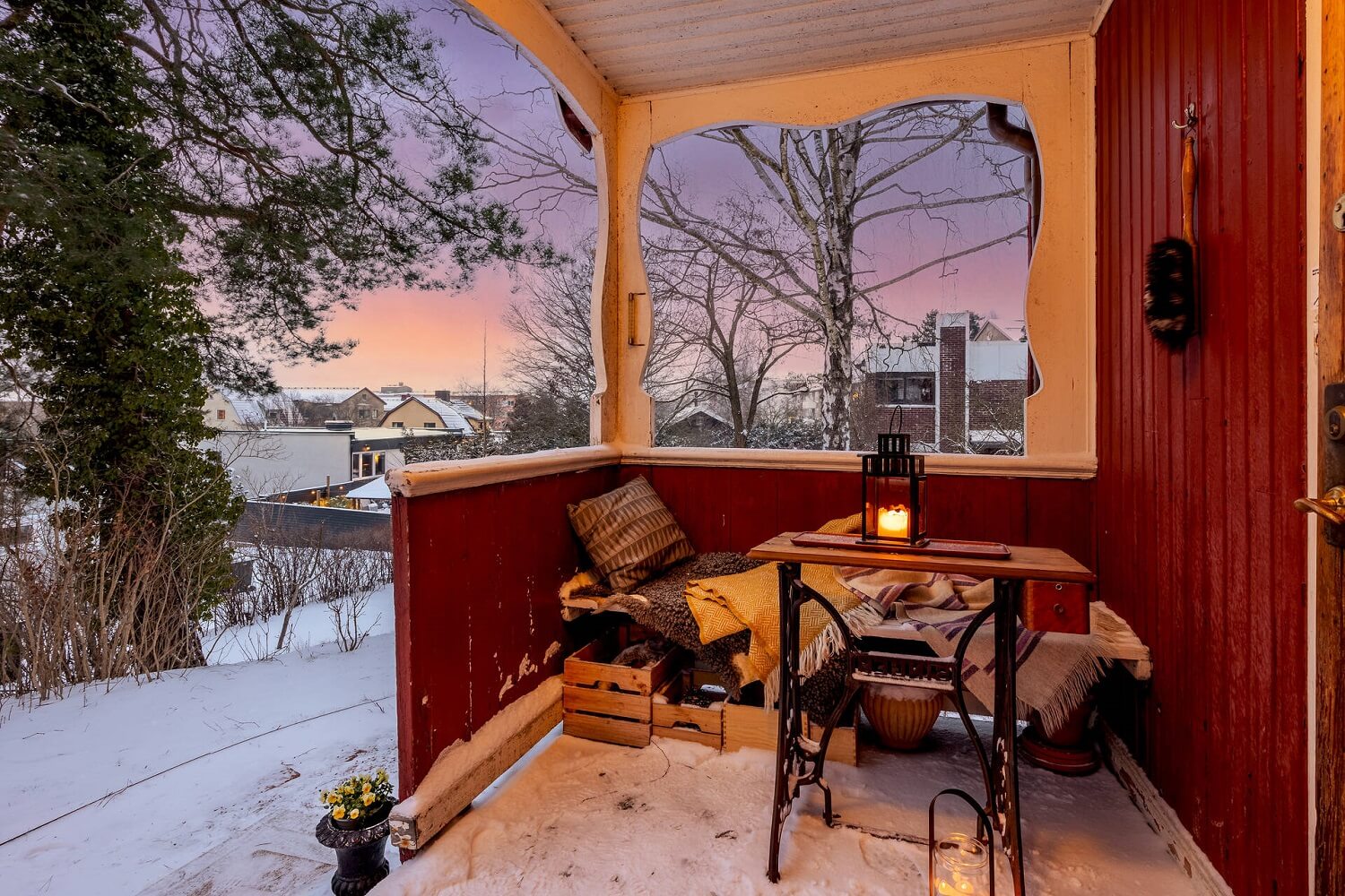 Green Tones and Wallpaper in a Charming Swedish Home 23 terrace-red-wooden-country-house-sweden-nordroom