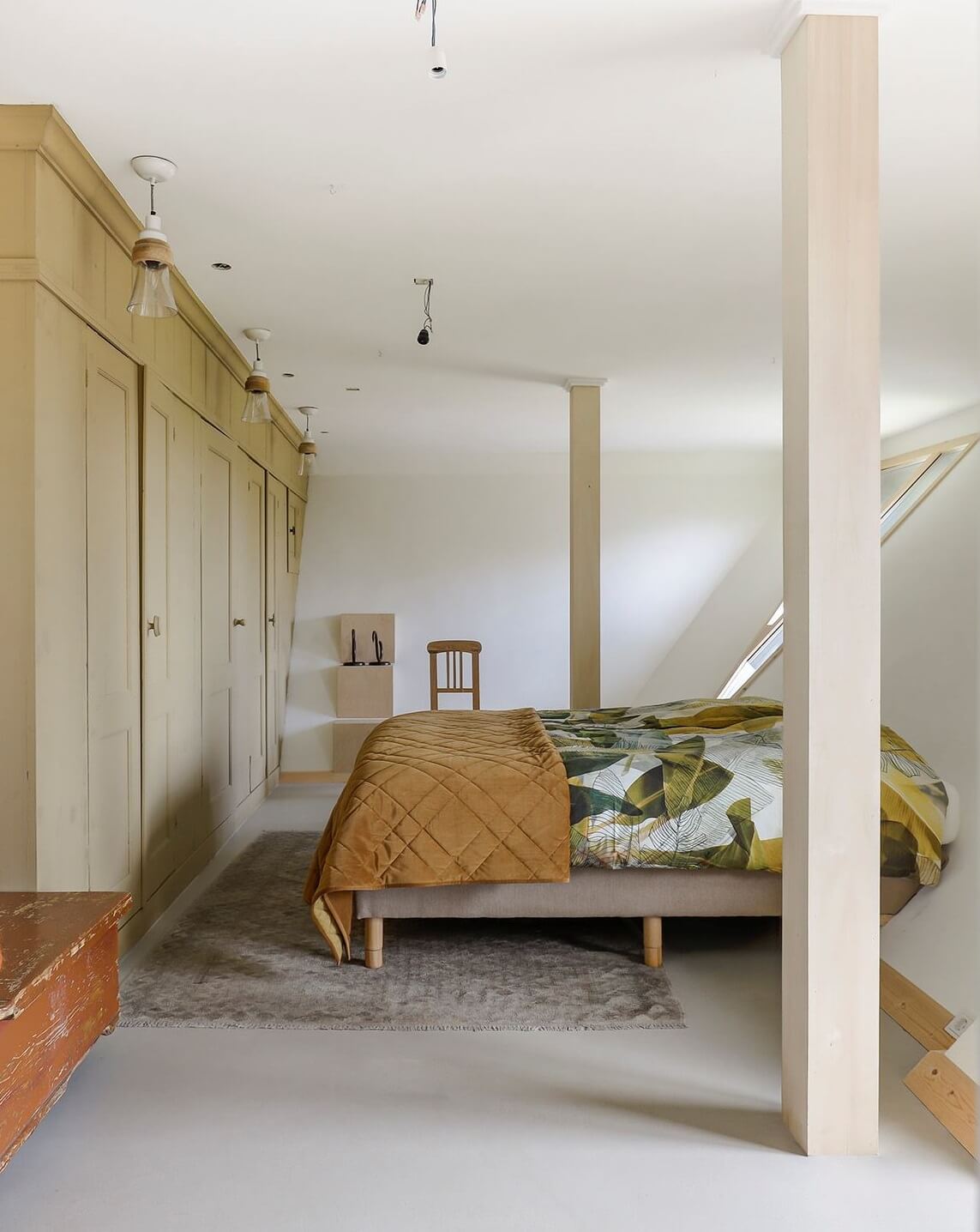 A Unique Upside Down House in The Netherlands 16 bedroom-custom-vintage-wardrobe-slanted-walls-nordroom