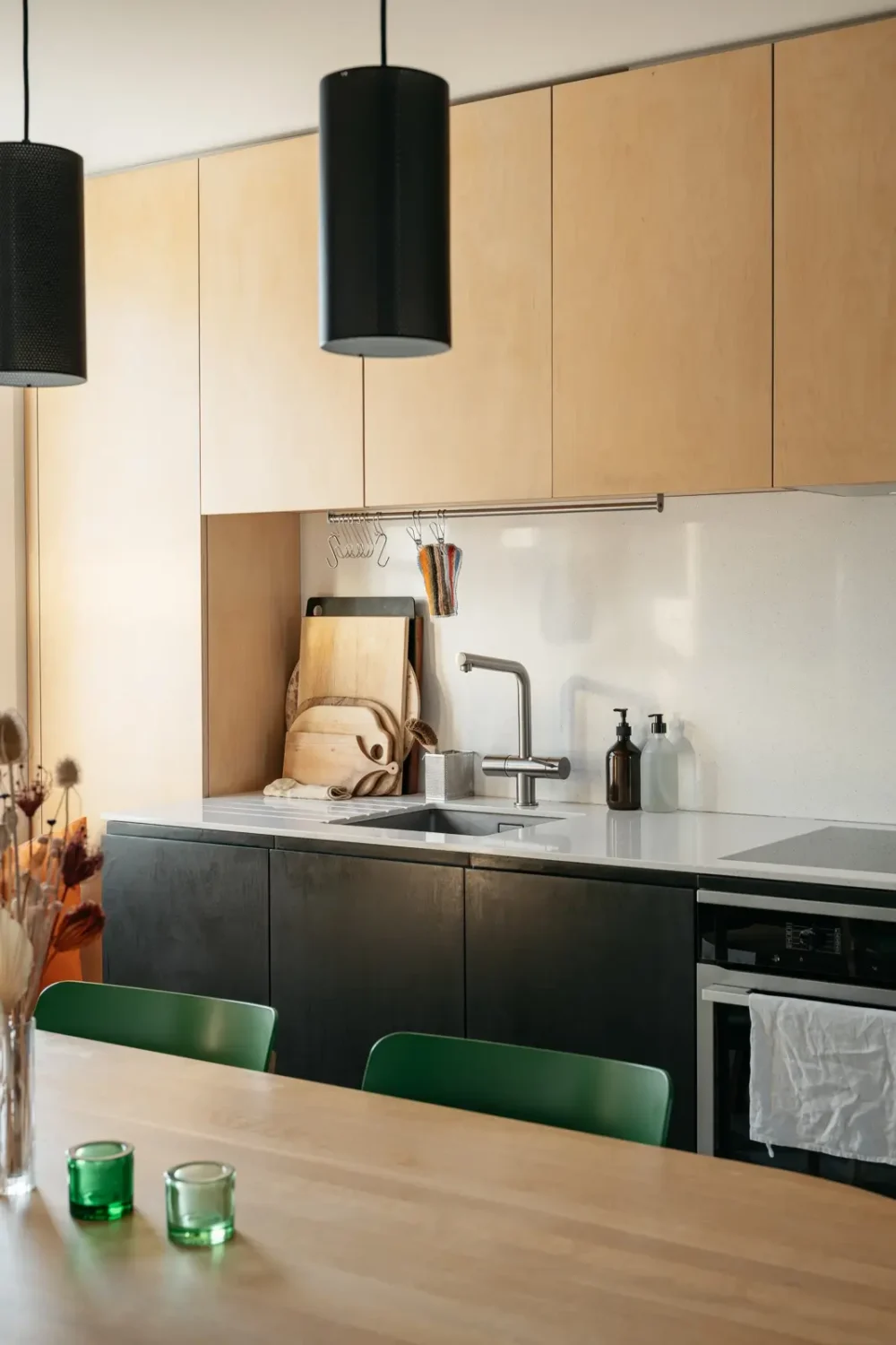 Modern Custom Interiors in a Victorian Home 5 birch-ply-kitchen-cabinets-dining-table-nordroom