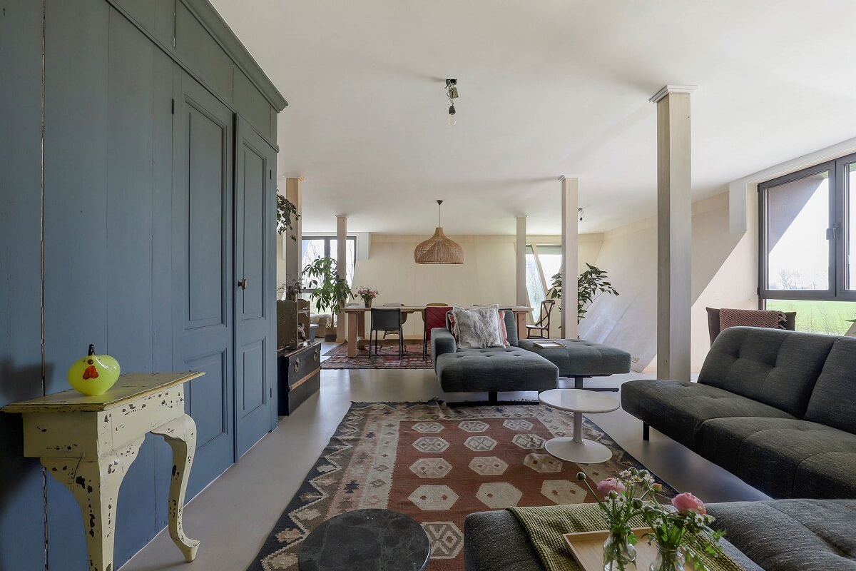 A Unique Upside Down House in The Netherlands 6 blue-vintage-cabinet-living-room-upside-down-house-nordroom