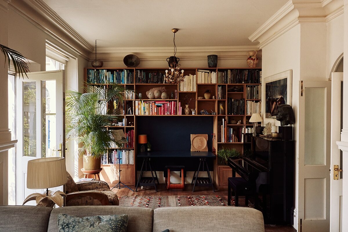 A Spectacular Kitchen in a Historic English House 10 bookcases-desk-living-room-nordroom