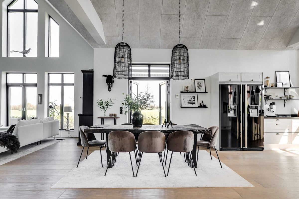 A Monochrome Swedish Villa with High Ceilings 10 dining-space-monochrome-scandinavian-villa-nordroom
