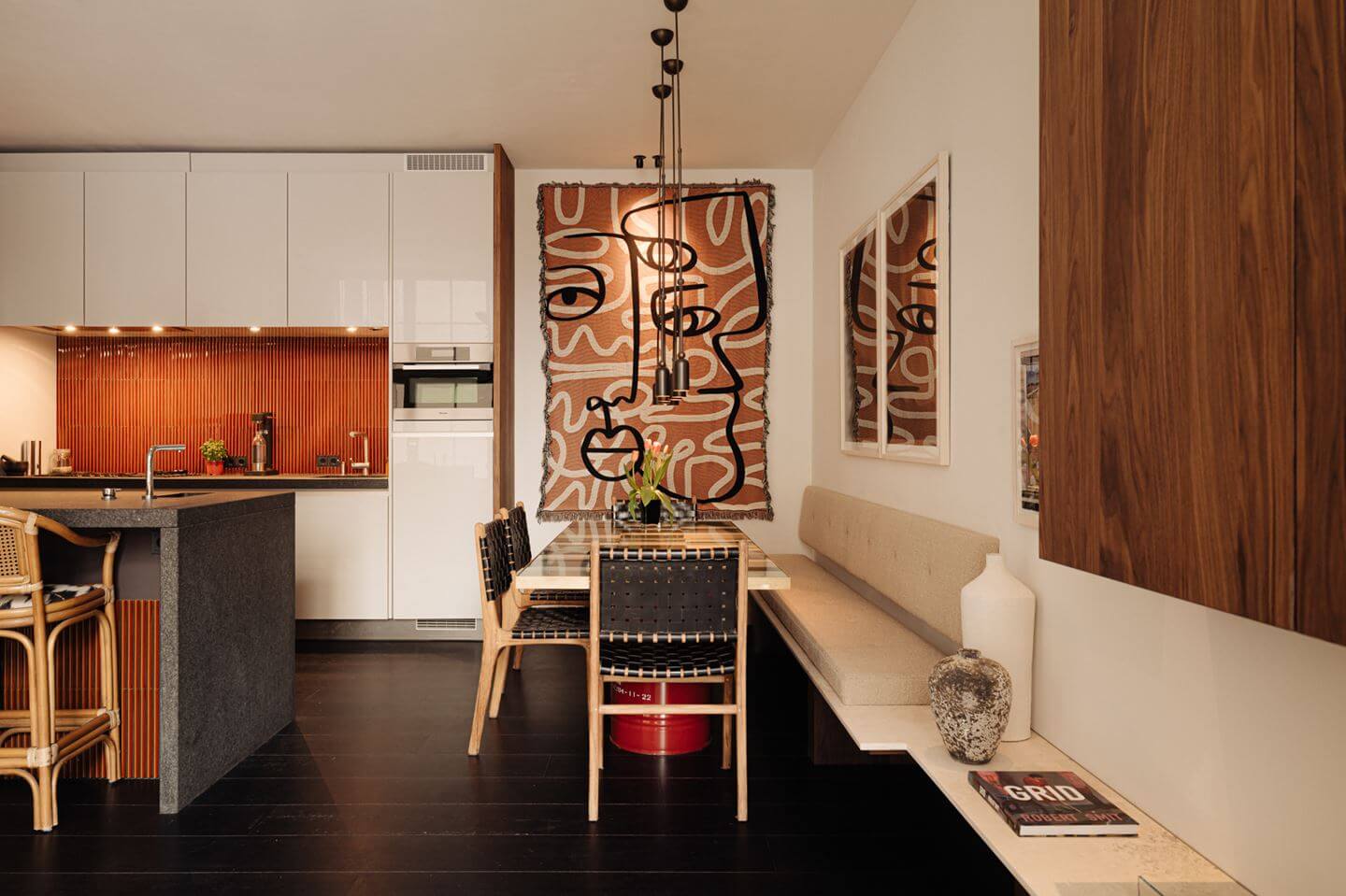 A Luxurious Duplex Apartment in Amsterdam 6 dining-table-custom-bench-luxurious-duplex-apartment-amsterdam-nordroom