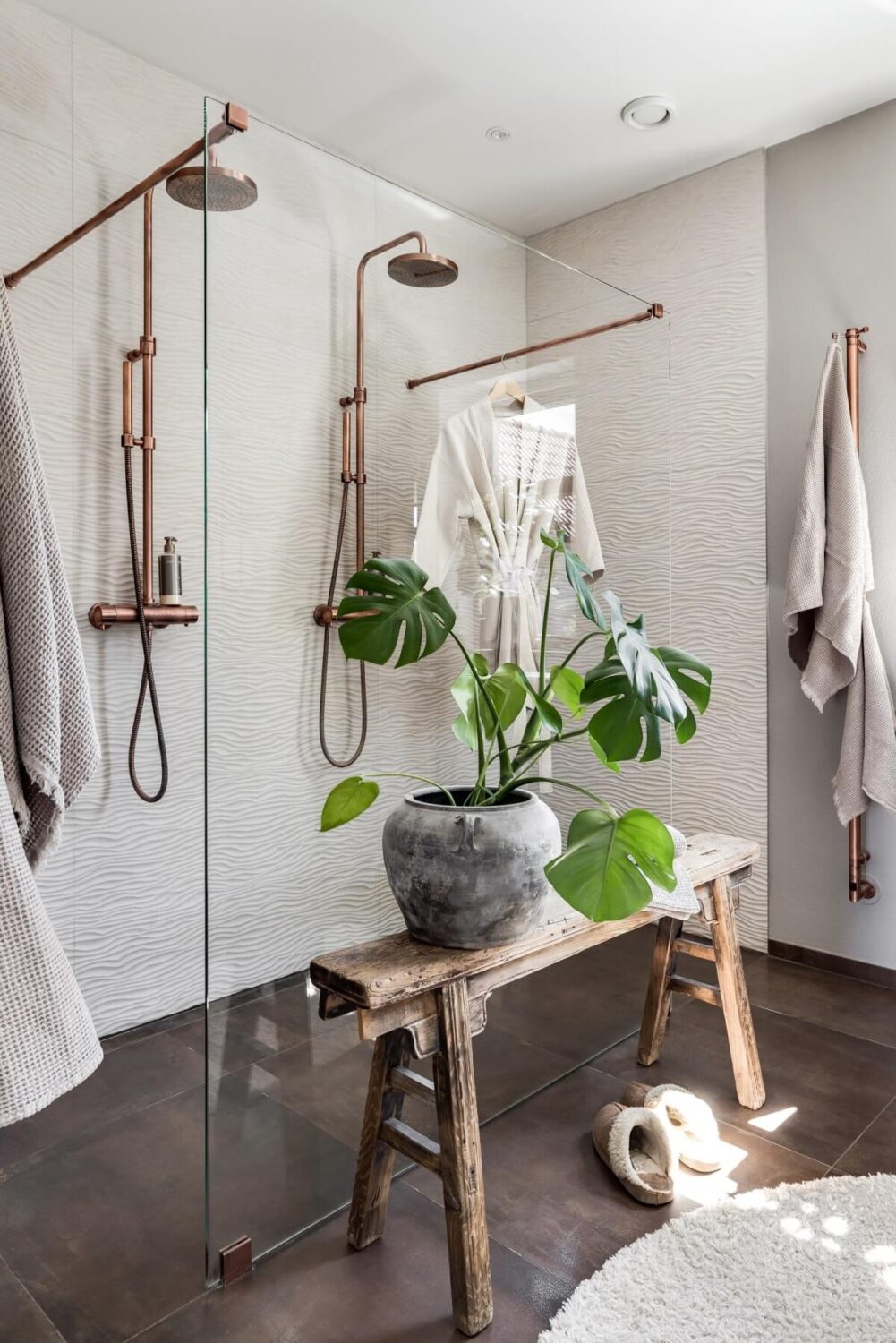 A Monochrome Swedish Villa with High Ceilings 23 double-walk-in-shower-nordroom