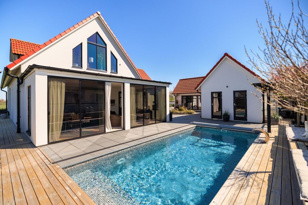 A Monochrome Swedish Villa with High Ceilings 30 exterior-swimming-pool-monochrome-swedish-villa-nordroom