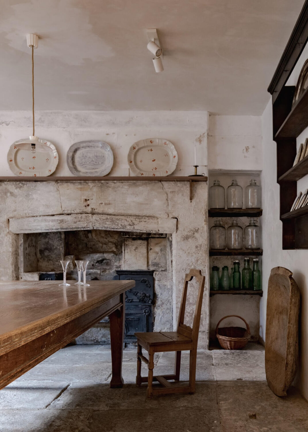 A Unique Historic House with Old Fashioned Shop in Bath 8 historic-kitchen-large-wooden-table-fireplace-stove-nordroom