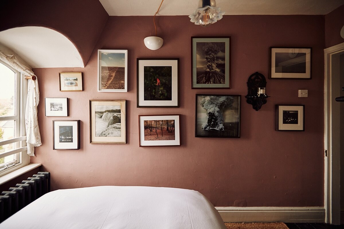 A Spectacular Kitchen in a Historic English House 14 bedroom warm pink walls gallery walls