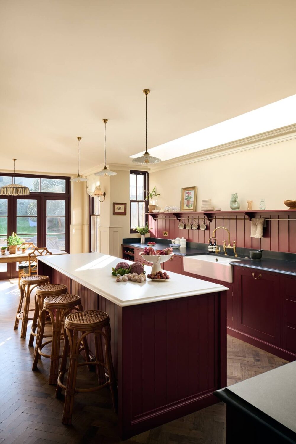 A Warm Refectory Red deVOL Kitchen 1 kitchen-island-bar-stools-refectory-red-cabinets-devol-nordroom