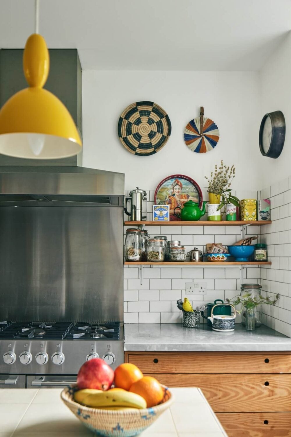 A Light Victorian Townhouse with Teal Reading Room 7 kitchen-subway-tiles-shelves-wooden-cabinets-nordroom