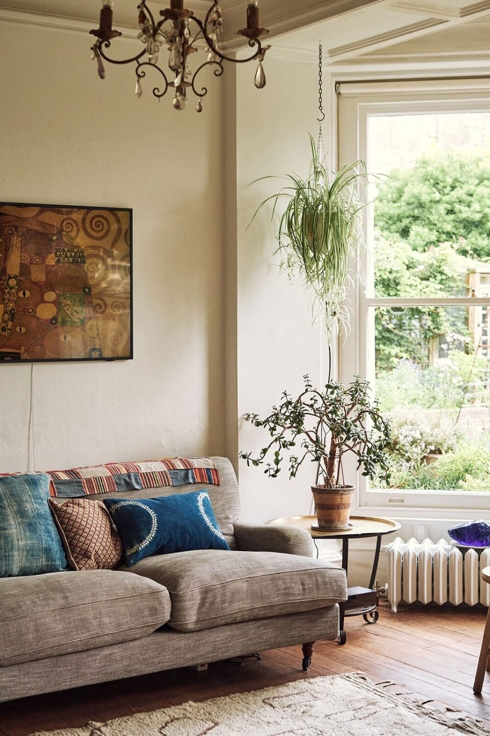 A Spectacular Kitchen in a Historic English House 7 living-room-bay-window-gray-sofa-nordroom