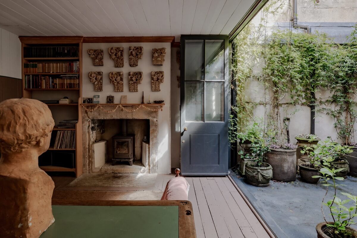 A Unique Historic House with Old Fashioned Shop in Bath 13 living-room-open-doors-leading-to-patio-nordroom