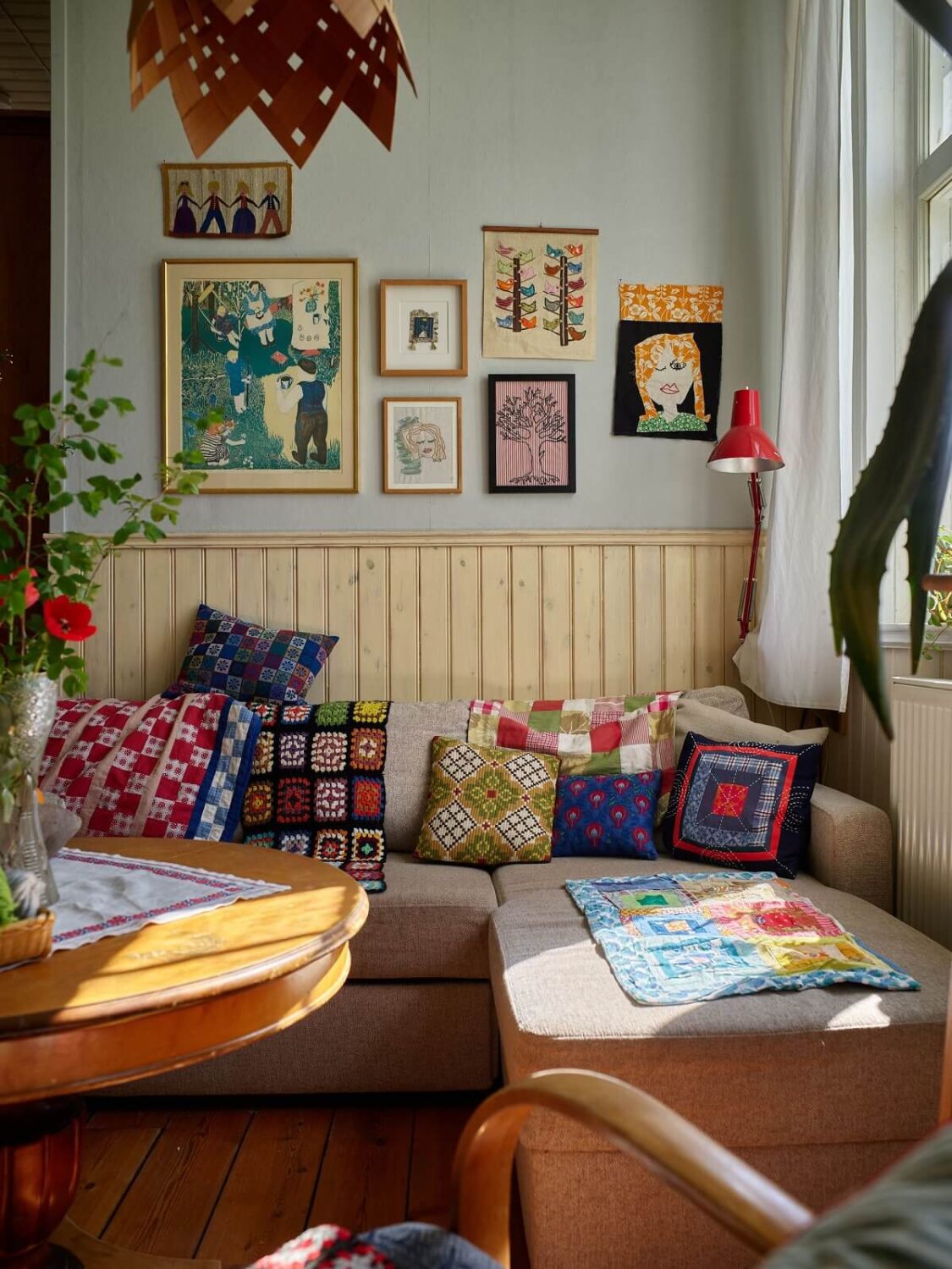 A Vintage Colorful Family Home in the Swedish Countryside 3 living-room-sofa-colorful-decor-nordroom