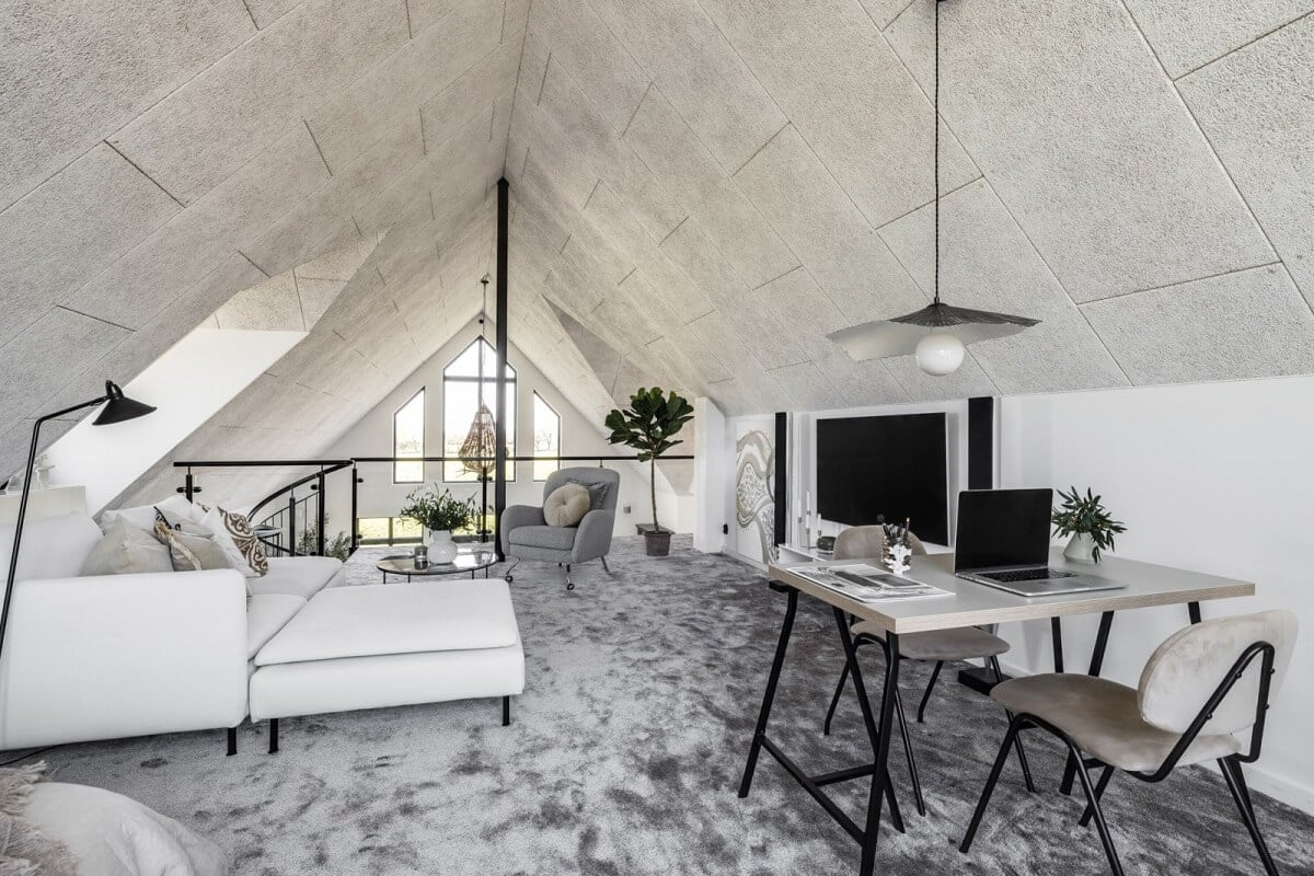 A Monochrome Swedish Villa with High Ceilings 19 loft-space-living-room-home-office-nordroom
