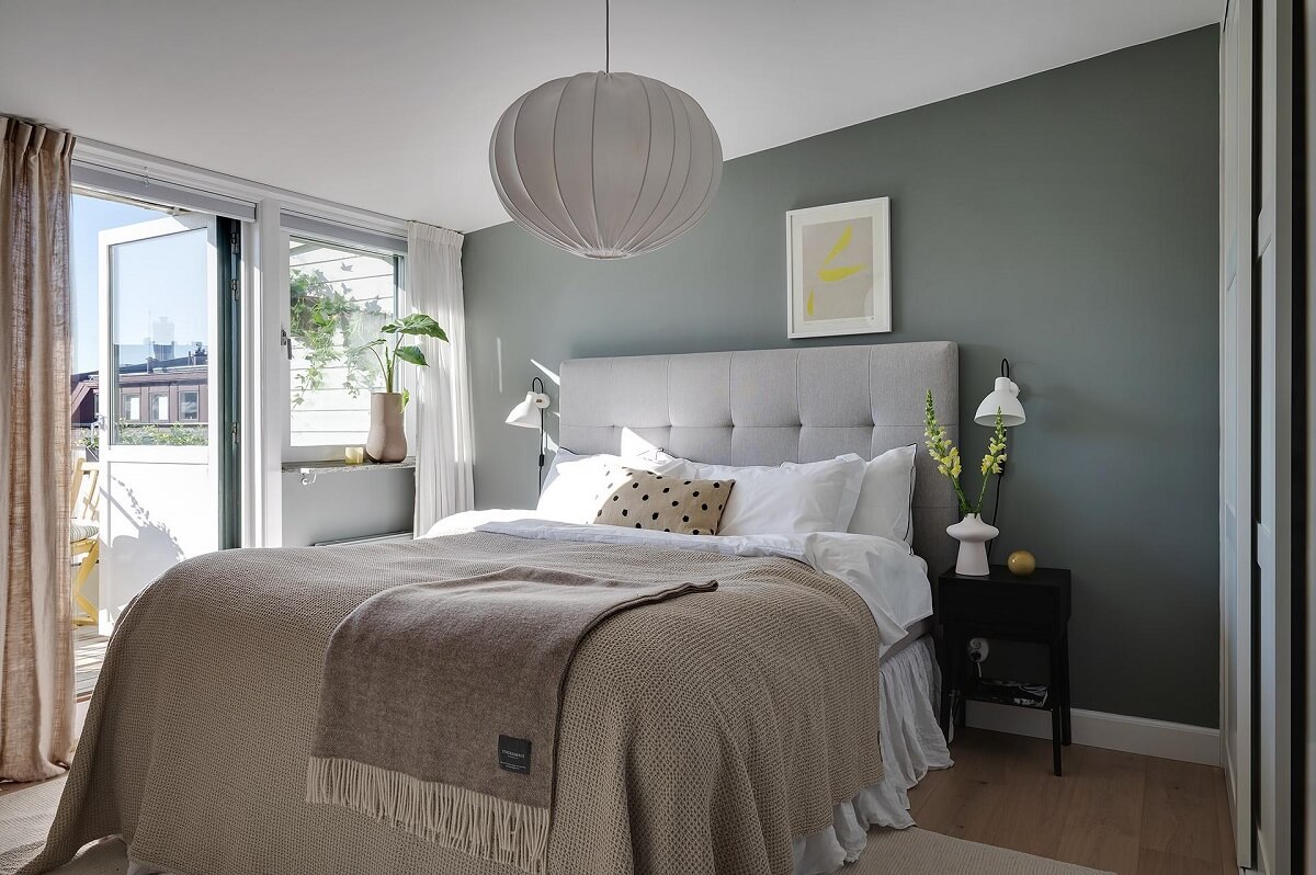 A Modern Scandinavian Attic Apartment 17 master-bedroom-gray-walls-balcony-nordroom