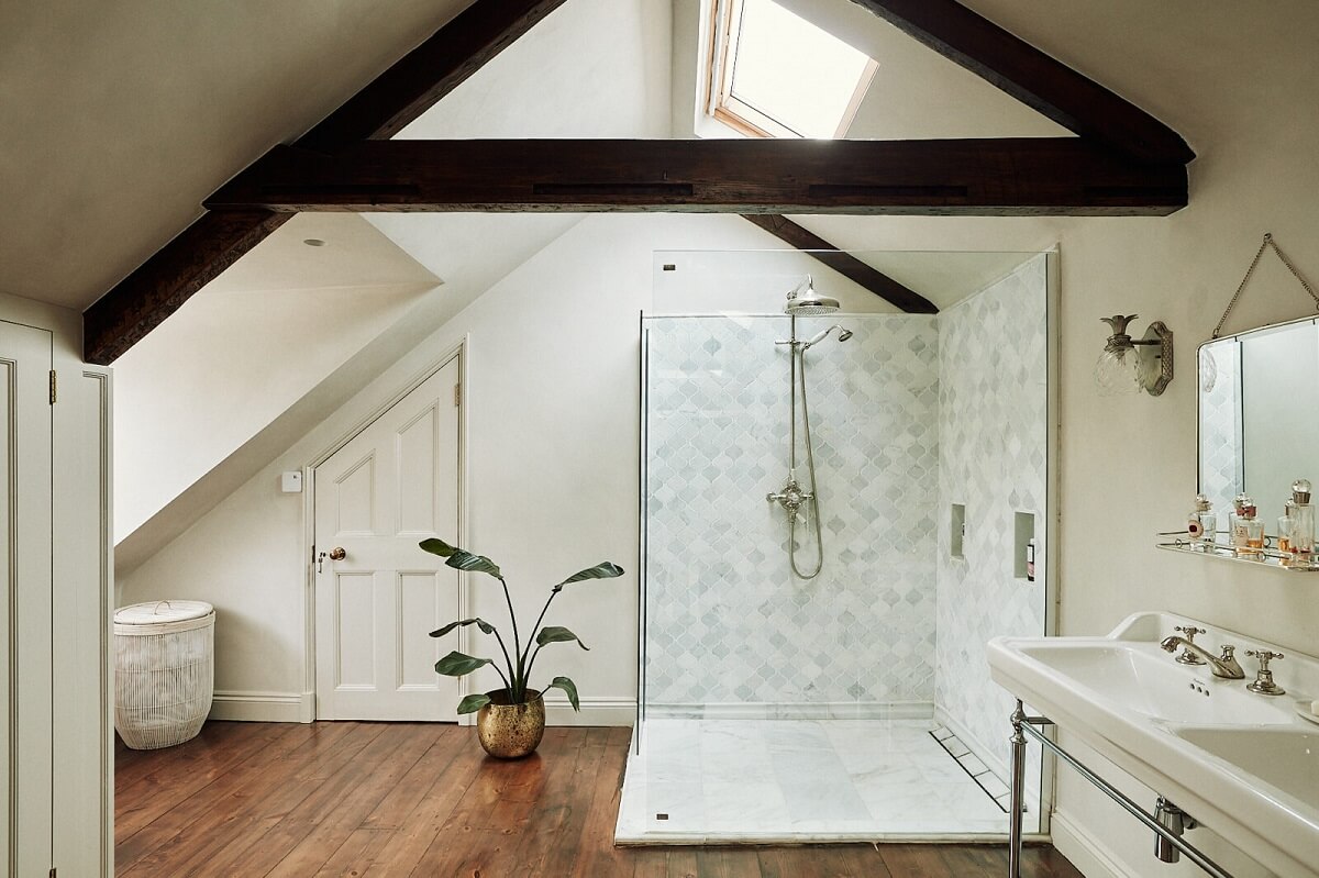 A Georgian Townhouse with Views of the Falmouth Harbour 22 master-suite-bathroom-walk-in-shower-exposed-beams-nordroom