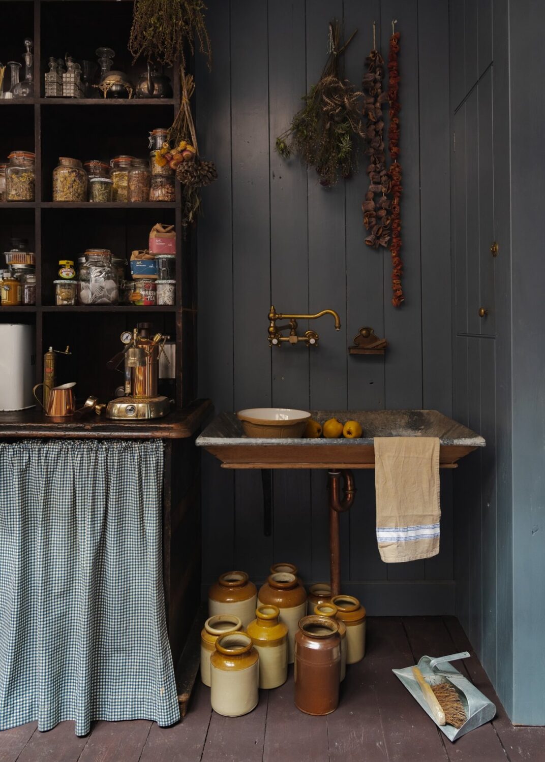 A Unique Historic House with Old Fashioned Shop in Bath 6 pantry-moody-dark-gray-walls-nordroom