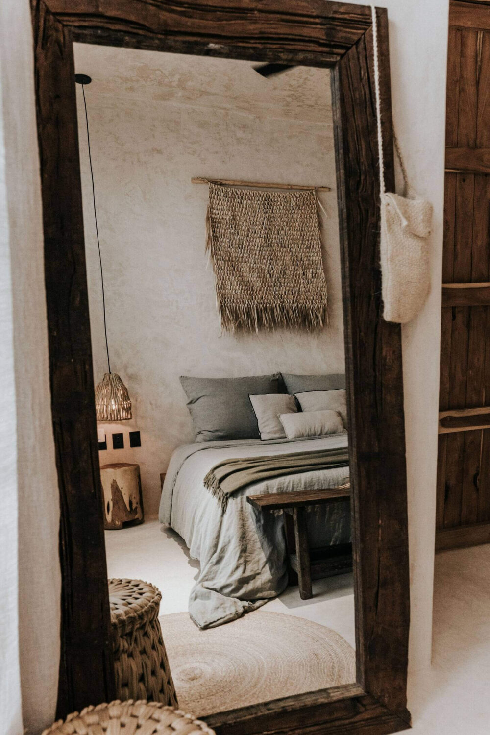 Rustic Wooden Elements in a Stylish Tulum Airbnb 23 rustic-wooden-mirror-bedroom-natural-design-airbnb-tulum-mexico-nordroom