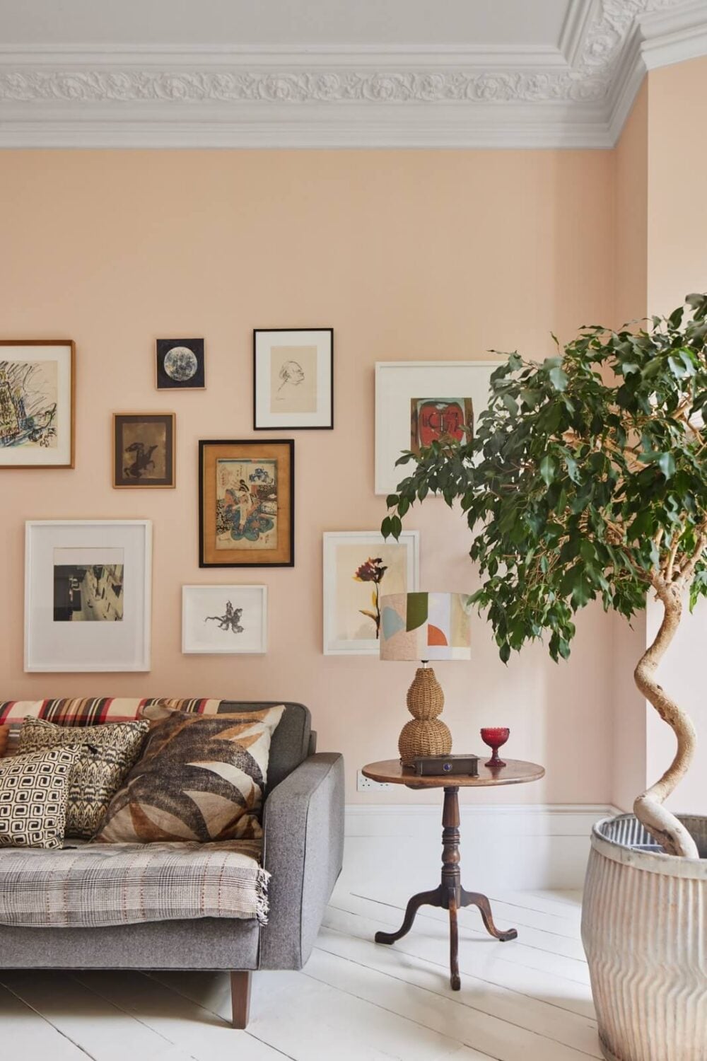 A Light Victorian Townhouse with Teal Reading Room 2 salmon-pink-walls-living-room-white-floorboards-nordroom