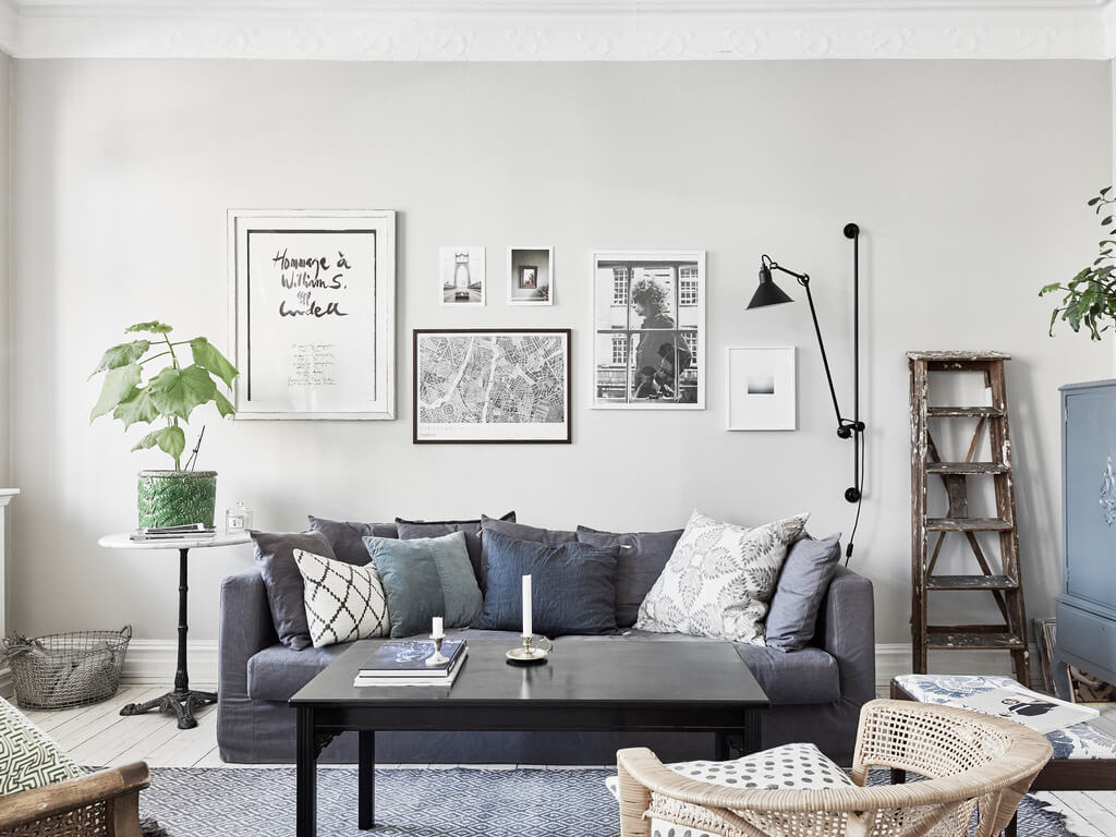 A Scandi Home with Stainless Steel Kitchen and Wallpaper 23 scandi living room light gray walls nordroom A Scandi Home with Stainless Steel Kitchen and Wallpaper