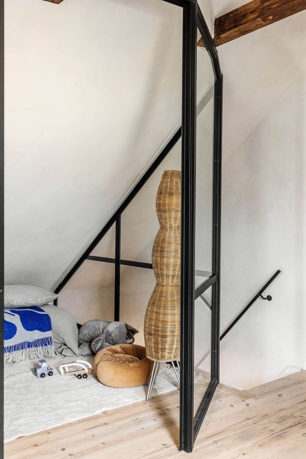 A Charming Attic Apartment with High Ceilings 13 steel-glass-doors-attic-home-nordroom