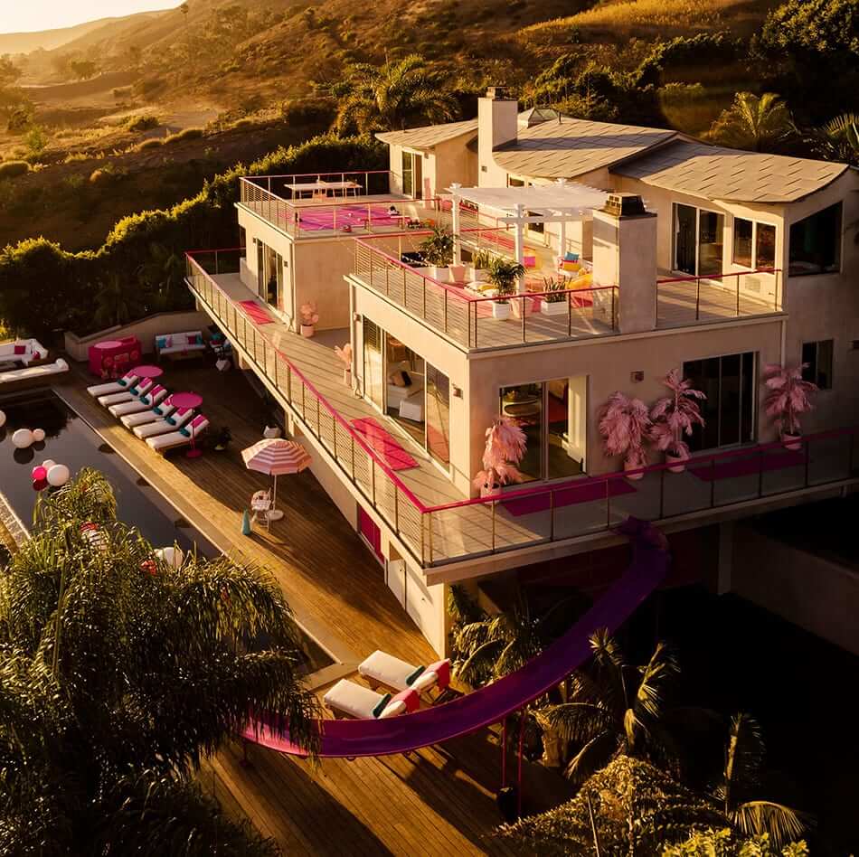 Barbiecore Interiors: The New Colorful & Fun Design Trend 22 barbie house airbnb malibu nordroom