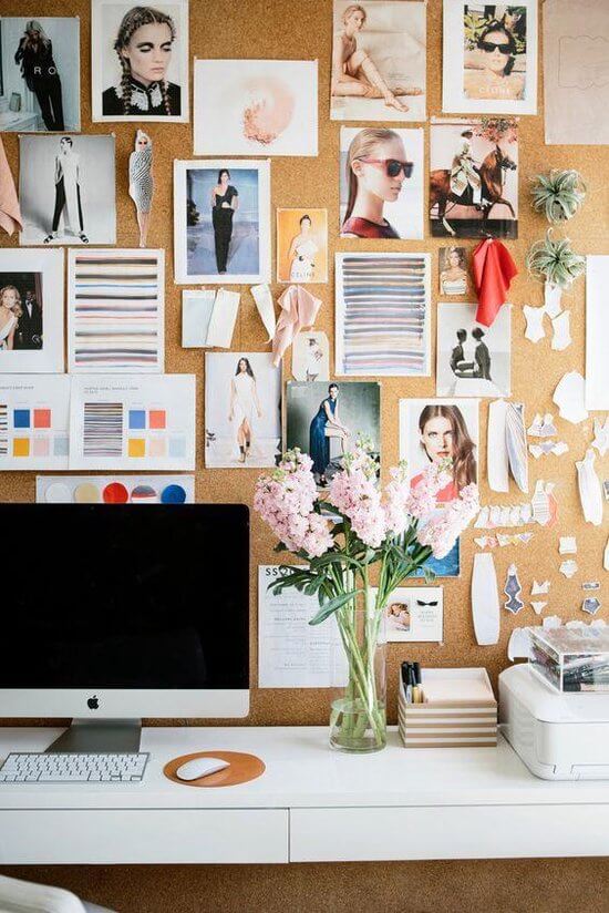 Beautiful Dorm Room Decorating Ideas 40 dorm room desk cork wall mood board nordroom Beautiful Dorm Room Decorating Ideas
