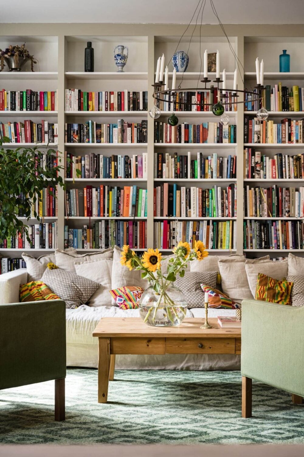 36 Home Library Ideas That Are A Book-Lover's Dream 8 floor-to-ceiling-bookshelves-living-room-nordroom
