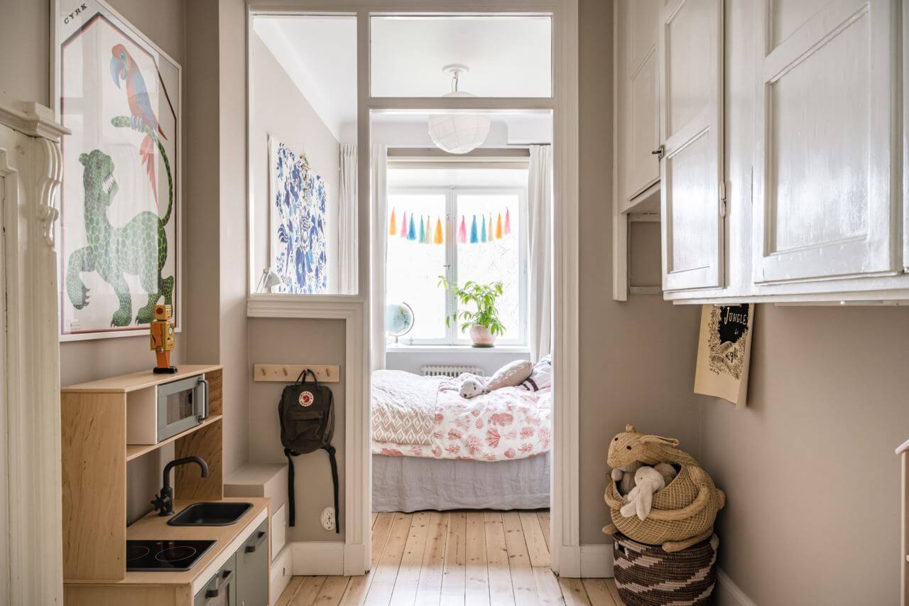 Green Color Accents in a Beautiful Historic Apartment 22 kids-bedroom-double-room-glass-wall-nordroom