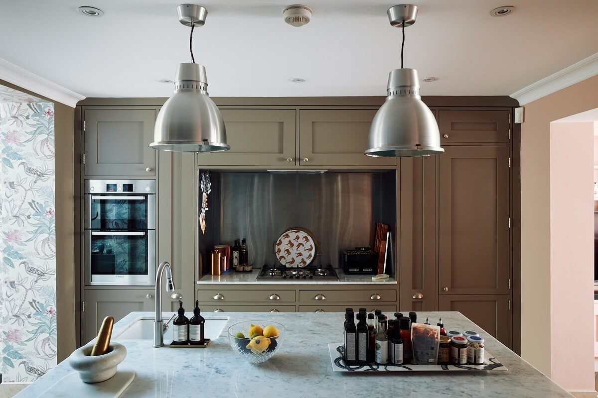 A Pink Living Room in a London Maisonette 11 kitchen-cabinets-chelsea-gray-island-nordroom