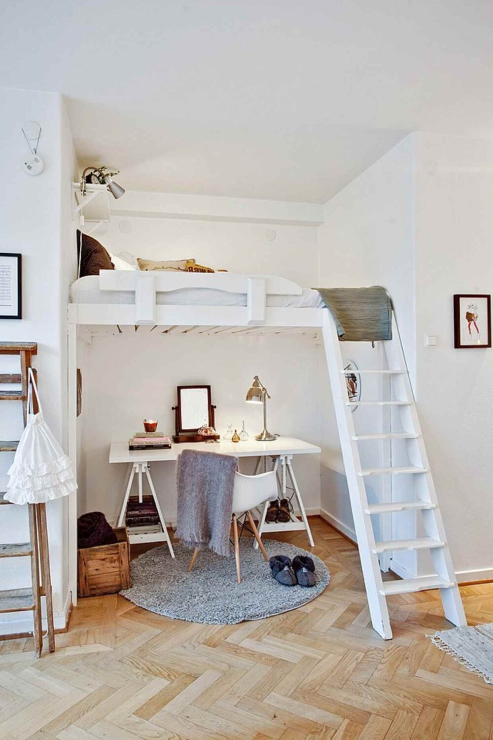 Beautiful Dorm Room Decorating Ideas 48 loft-bed-underneath-desk-scandinavian-style-dorm-room-ideas-nordroom