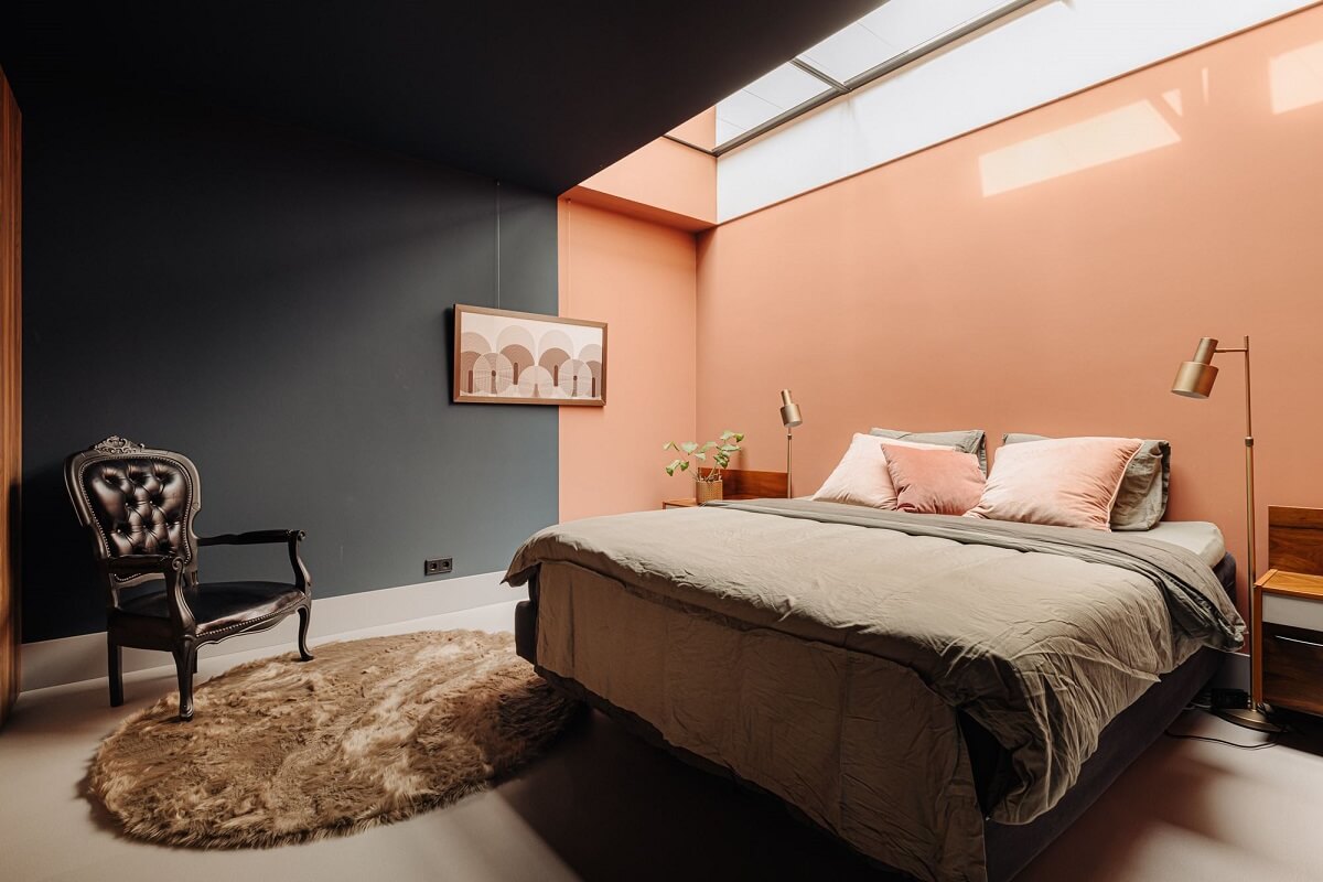 An Industrial Loft Home in Amsterdam 15 loft-bedroom-skylight-two-tone-wall-nordroom