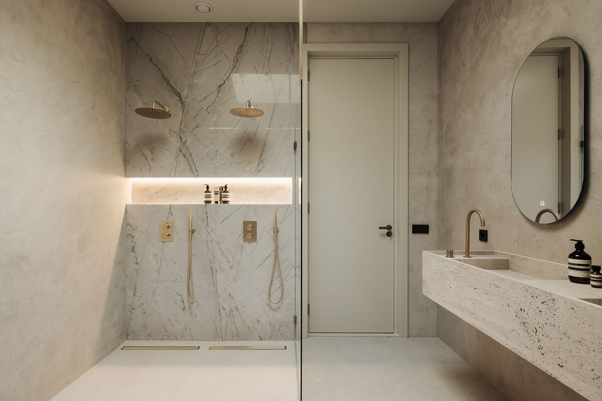 A Modern Home in a Historic Amsterdam Canal House 14 modern-bathroom-marble-walk-in-shower-nordroom