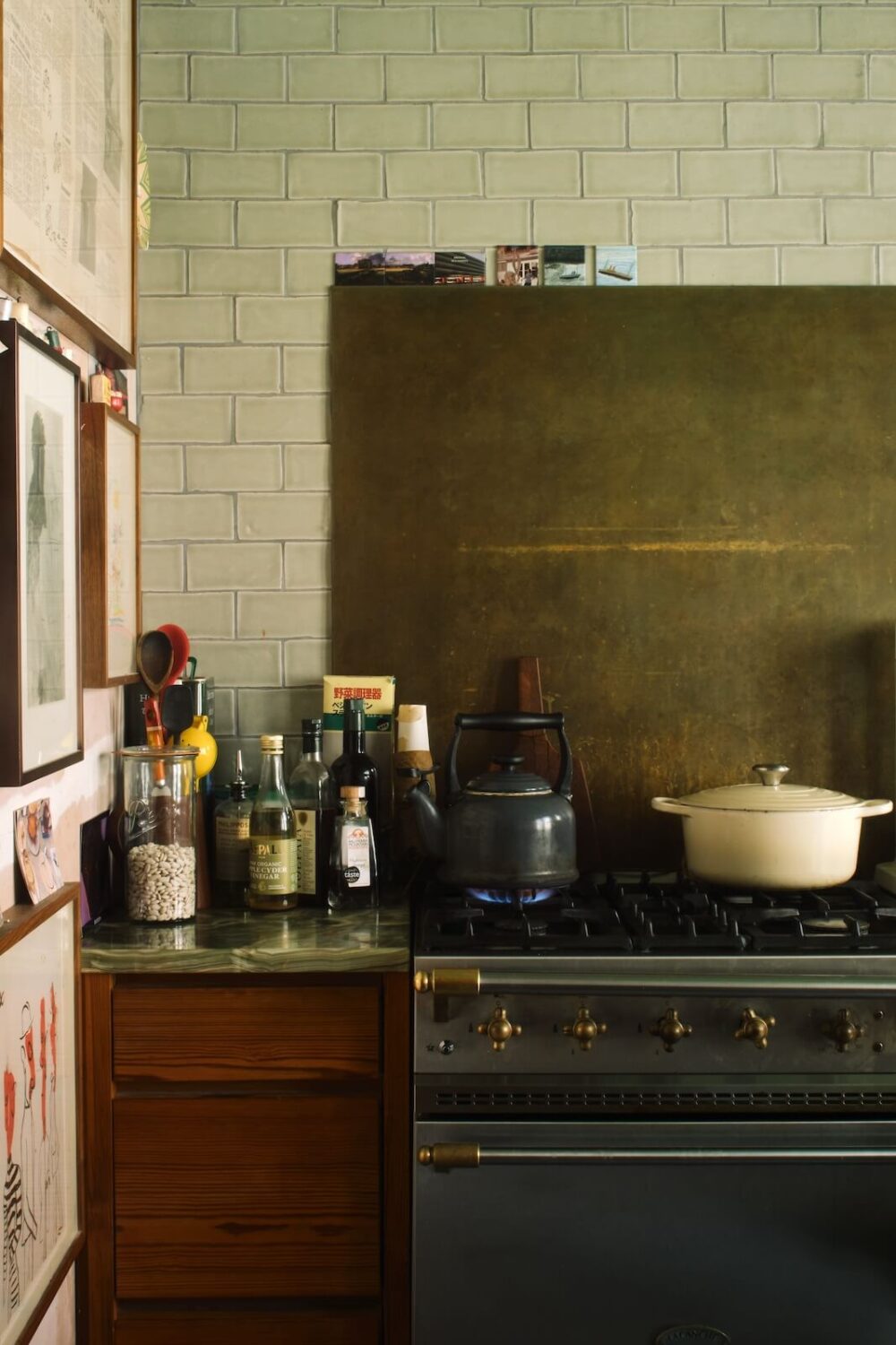 Bold Colors and Historic Details in a Victorian Apartment 9 pale-green-wall-tiles-kitchen-victorian-house-london-nordroom