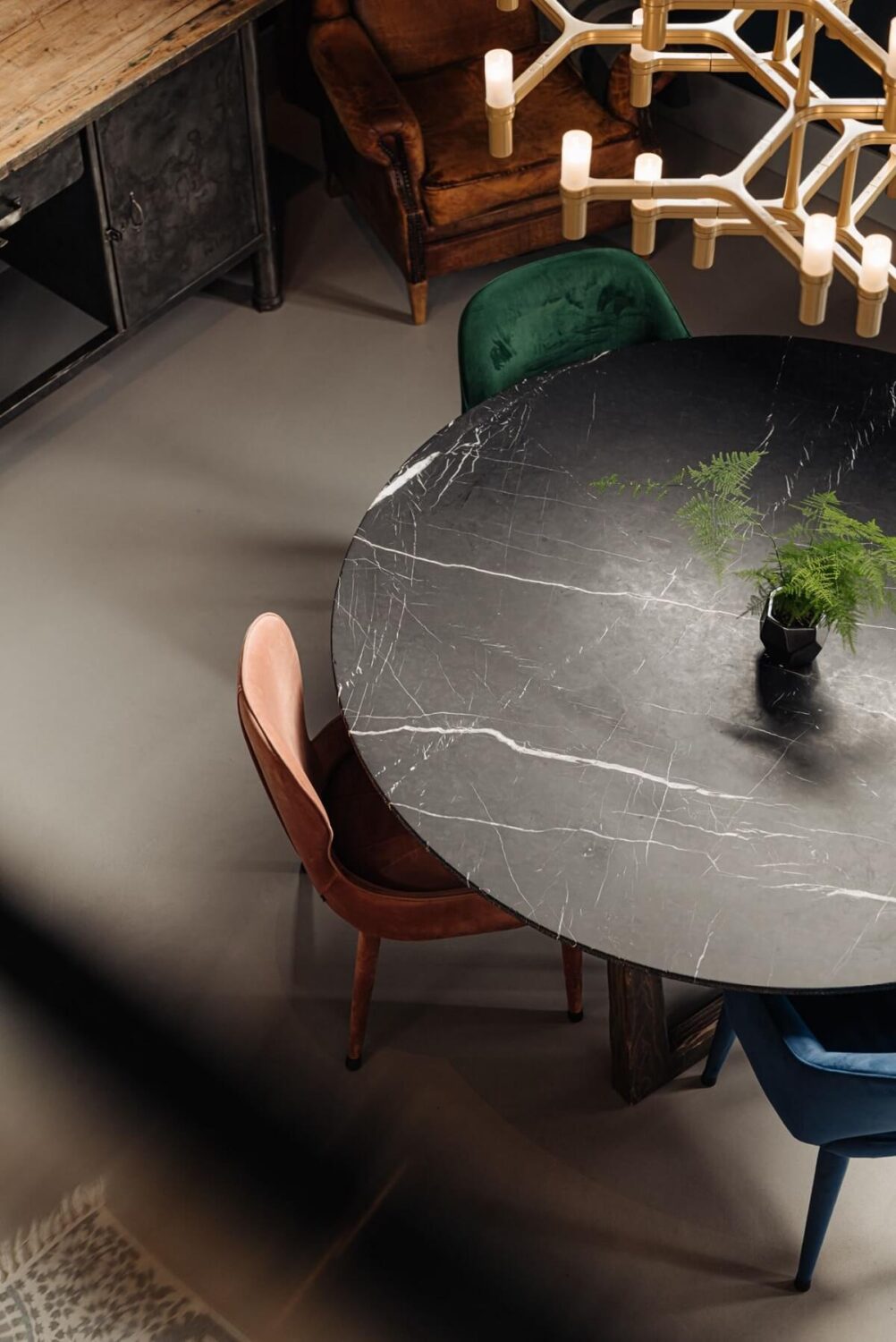 An Industrial Loft Home in Amsterdam 13 round-marble-dining-table-industrial-loft-nordroom