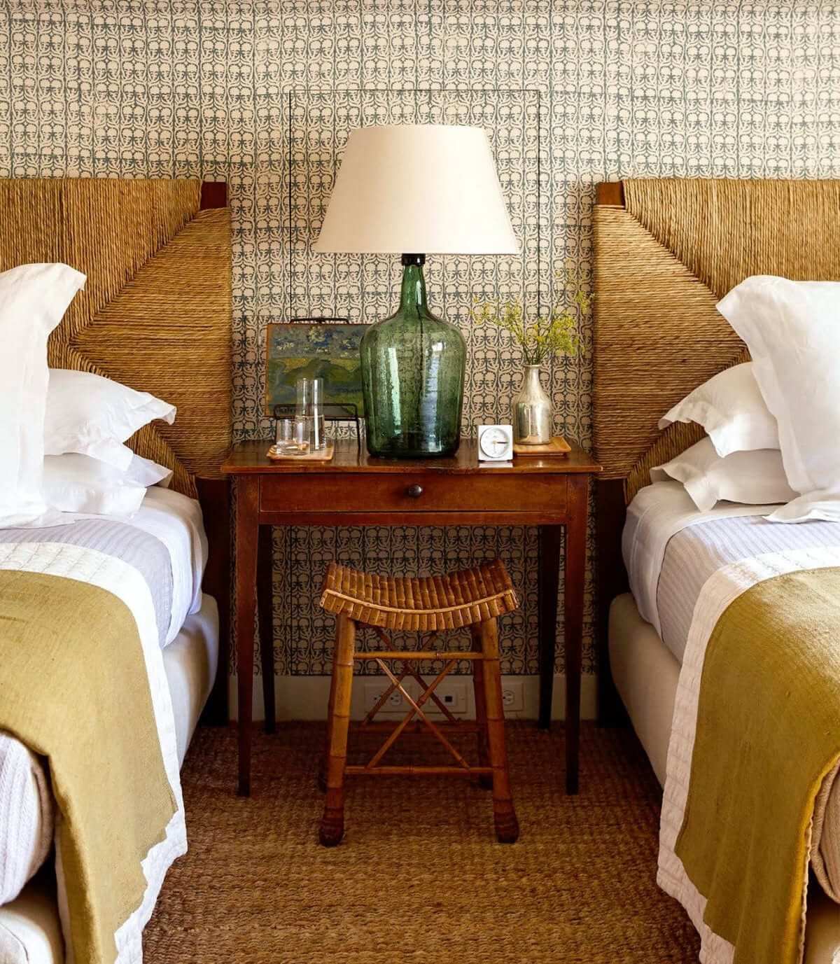 Beautiful Dorm Room Decorating Ideas 46 twin-beds-adult-bedroom-wicker-headboards-vintage-sidetable-dorm-room-ideas-nordroom