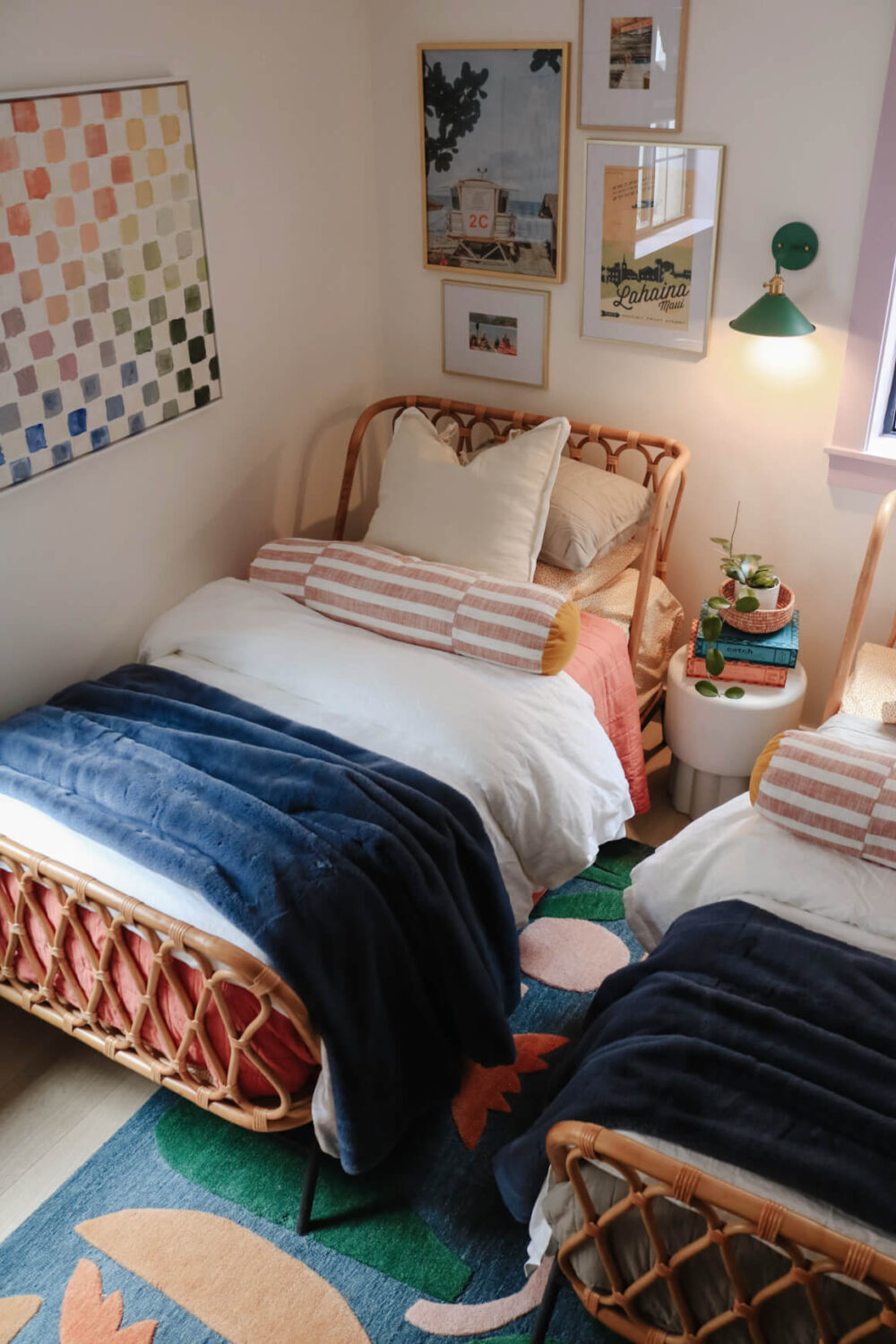 Beautiful Dorm Room Decorating Ideas 31 twin-beds-rattan-headboards-colorful-rug-dorm-room-ideas-nordroom