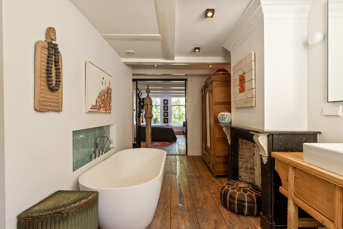 A Family Home in a Historic Canal House 16 bathroom-freestanding-bath-wooden-floor-nordroom