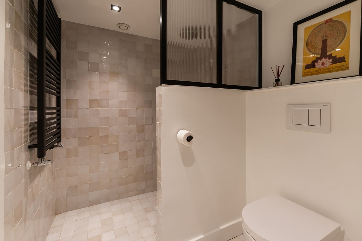 A Family Home in a Historic Canal House 25 bathroom-shower-gray-tiles