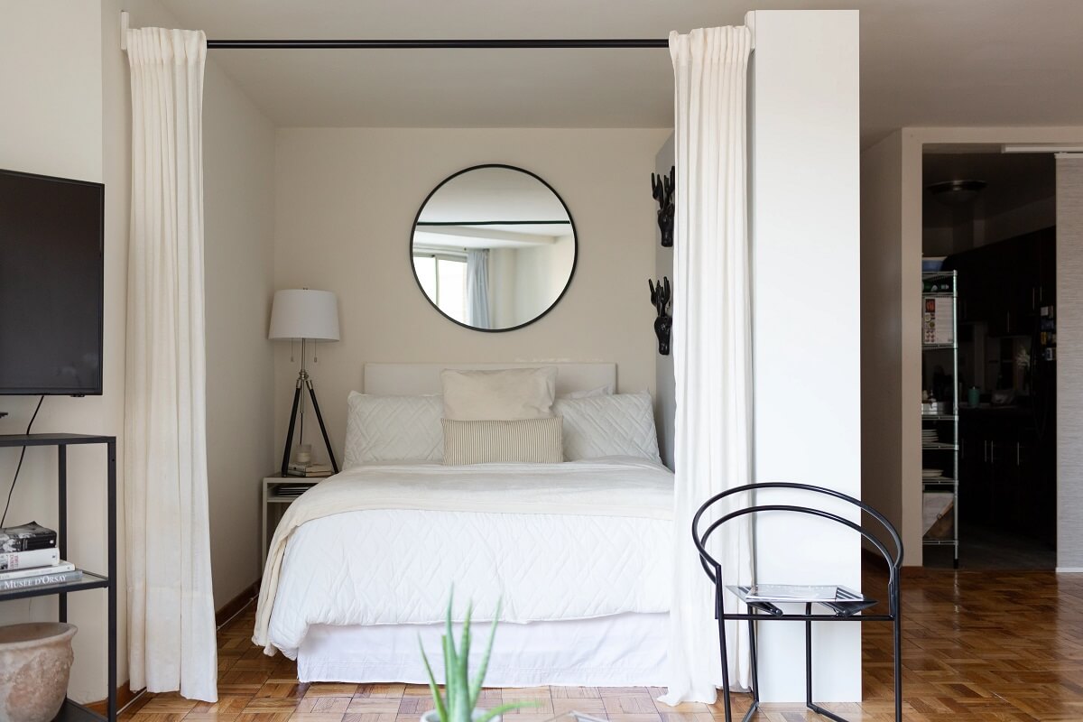 53 Studio Apartments with a Curtain Room Divider 63 bed-niche-curtain-room-divider-nordroom