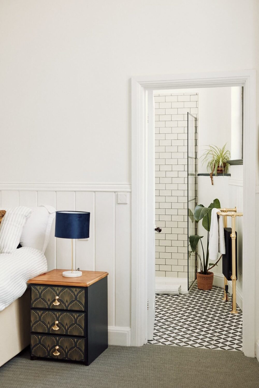 Loft Style Spaces in a Renovated Salvation Army Hall 13 bedroom-en-suite-bathroom-black-white-tiles-nordroom