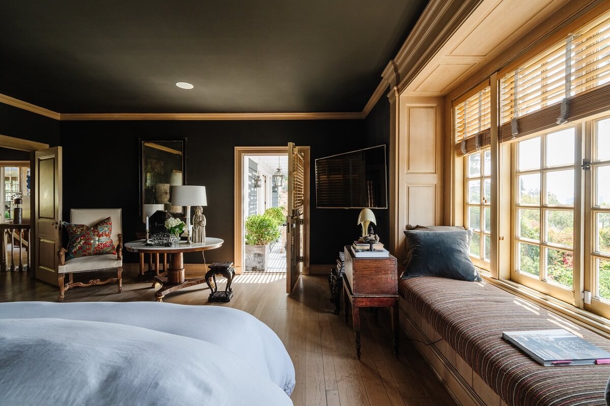 Black Accents in a Traditional Los Angeles Home 23 black-bedroom-window-seat-nordroom