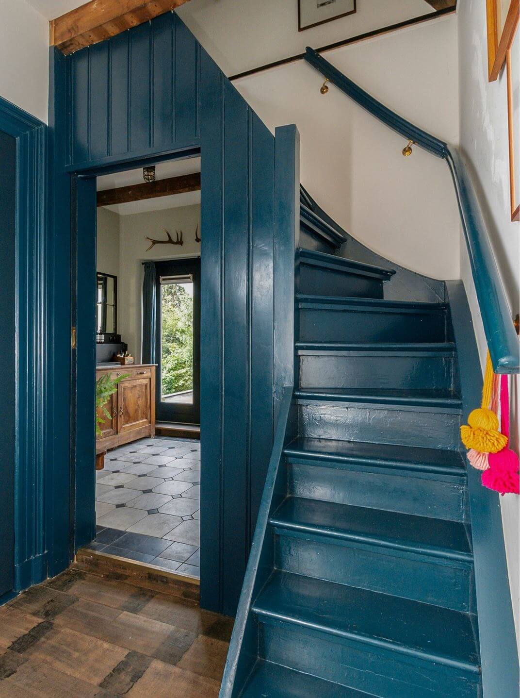 A Charming Colorful House in The Netherlands 10 blue-painted-staircase-charming-dutch-house-nordroom